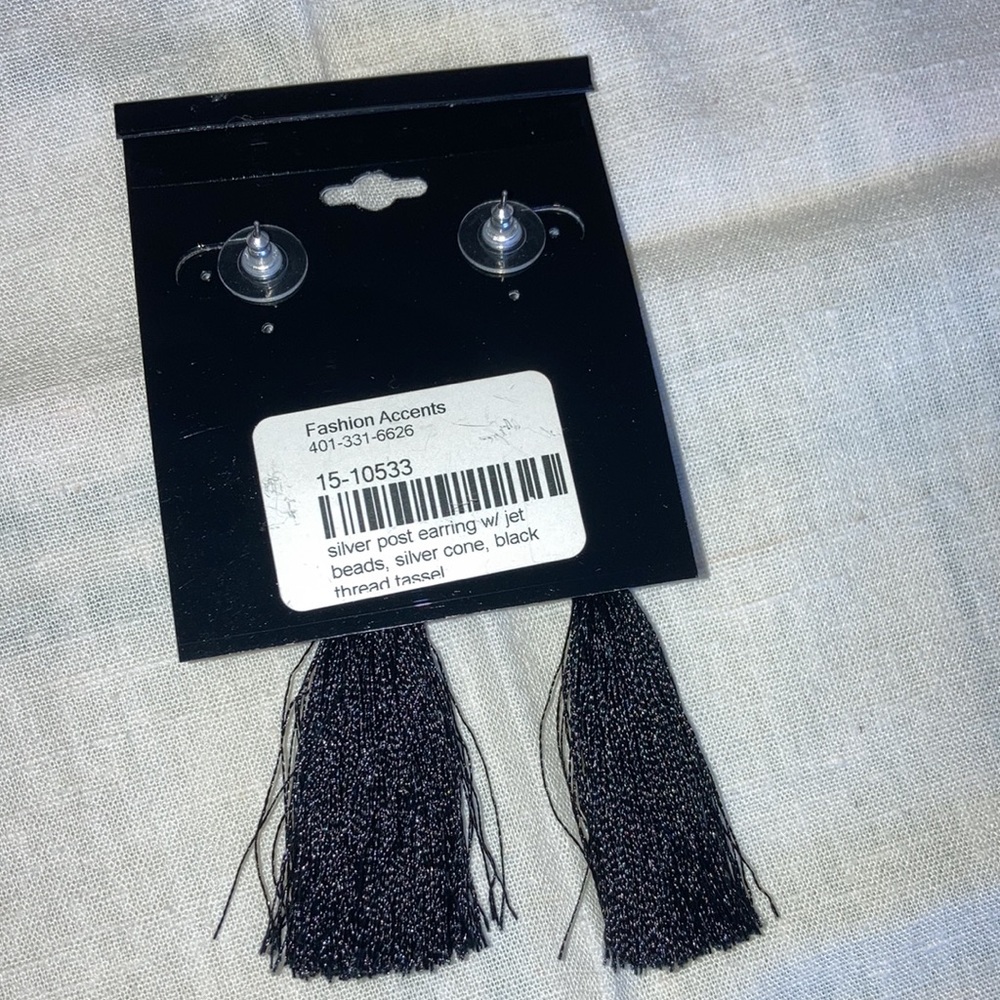 NWOT FASHION ACCENT ST blkbeads & tassels, appx 3 3/4” long x 1”. $25 - Picture 2 of 2